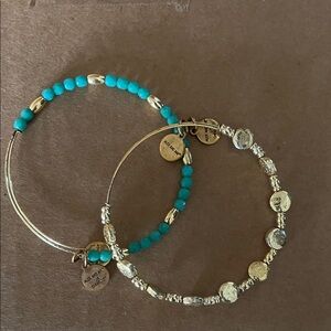 Alex and Ani Gold and Turquoise Bracelets